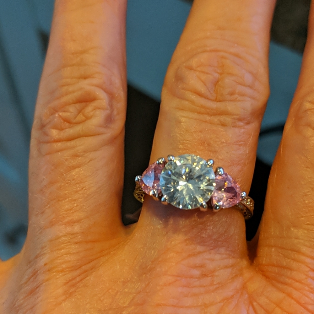 Lauren G. Adams .925 Silver Three Stone Ring Sz. 8 - Picture 2 of 4